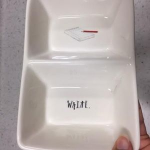 Rae Dunn WRITE Double Desk Organizer Tray Ceramic